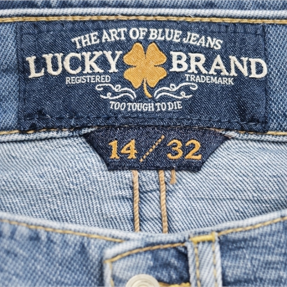 Lucky Brand Size 14/32 Blue Denim Straight Ankle Jeans Raw Hem NWT - Picture 11 of 15